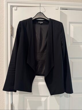 Express Black Draped Open-Front Blazer